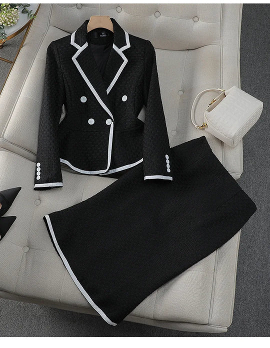 Luxury Women's Skirt Suits Celebrity Little Fragrance Suits Temperament Slim Skinny Occupational Suit Blazer Sets Fishtail Skirt