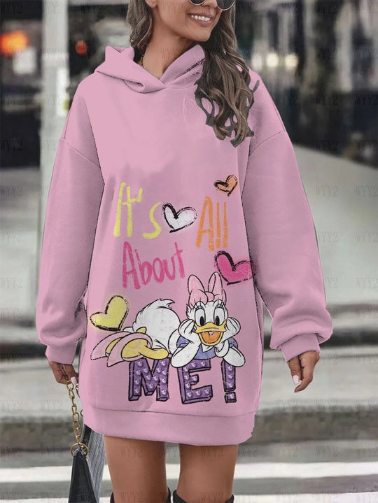 New Ladies Sweatshirt Clothing Hooded Sweatshirt Dress Fashion Disney Donald Duck Daisy Dress Printed Women Hoodie Clothing