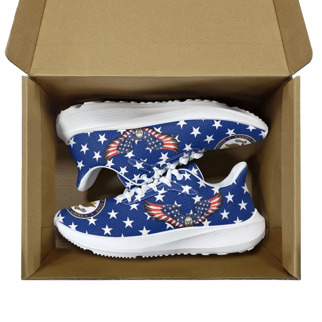 New Fashion American Flag Eagle Pattern Print Ladies Tennis Shoes Outdoor Travel Round Toe Sneakers Breathable Lace Up Footwear