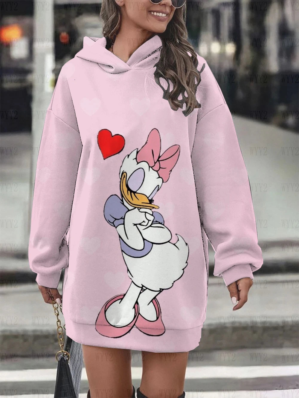 New Ladies Sweatshirt Clothing Hooded Sweatshirt Dress Fashion Disney Donald Duck Daisy Dress Printed Women Hoodie Clothing