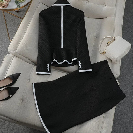 Luxury Women's Skirt Suits Celebrity Little Fragrance Suits Temperament Slim Skinny Occupational Suit Blazer Sets Fishtail Skirt