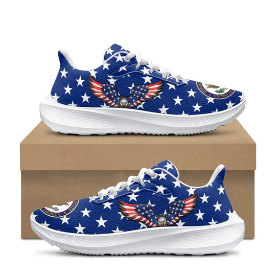 New Fashion American Flag Eagle Pattern Print Ladies Tennis Shoes Outdoor Travel Round Toe Sneakers Breathable Lace Up Footwear