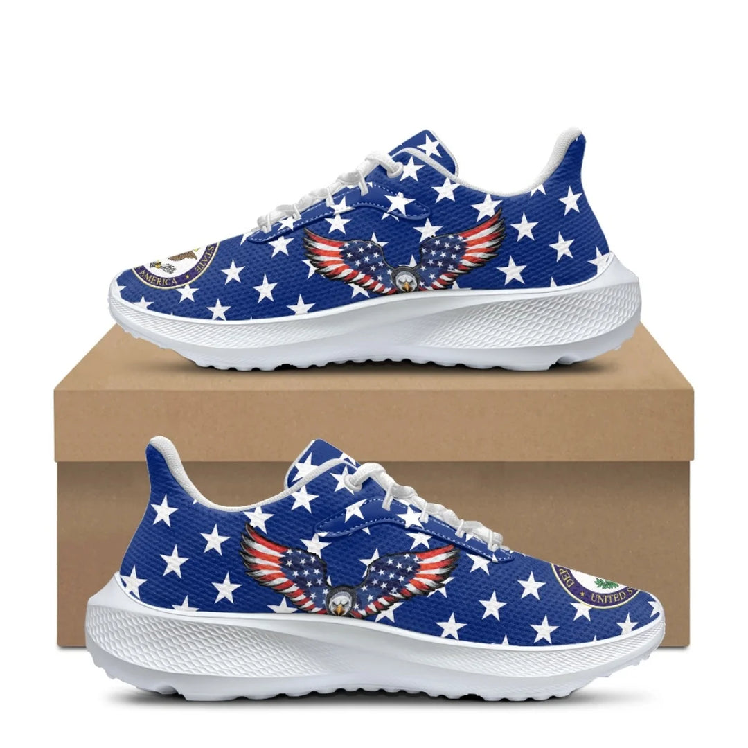 New Fashion American Flag Eagle Pattern Print Ladies Tennis Shoes Outdoor Travel Round Toe Sneakers Breathable Lace Up Footwear