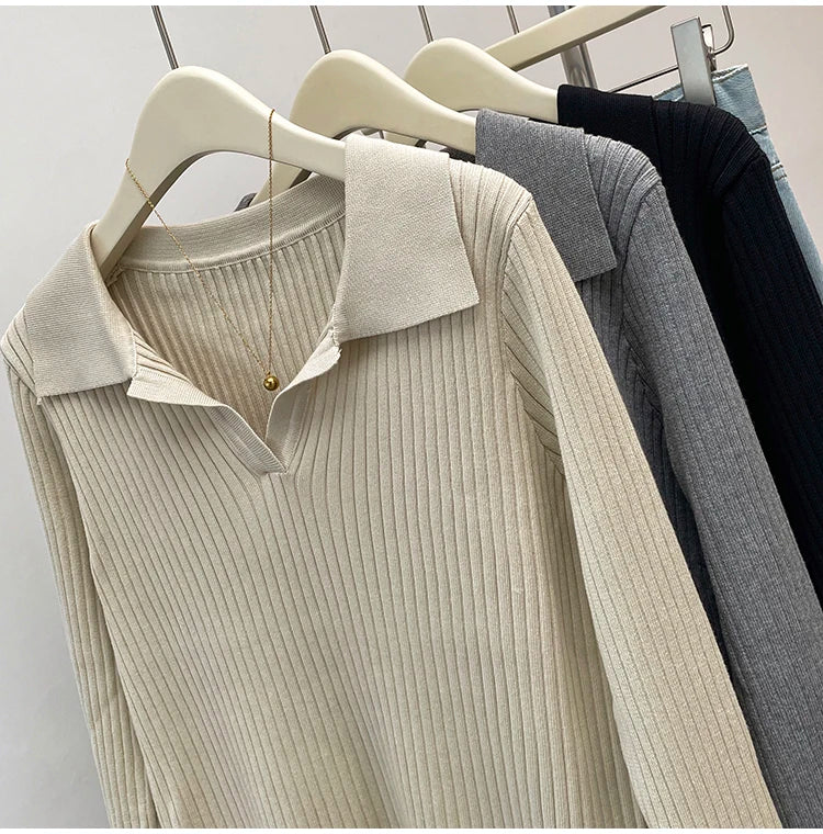 Plus Size Autumn V-Neck Pullover Sweater Tops Women Fashion Loose Pleated Korean Ladies Sweaters Casual Woman Sweater Tops