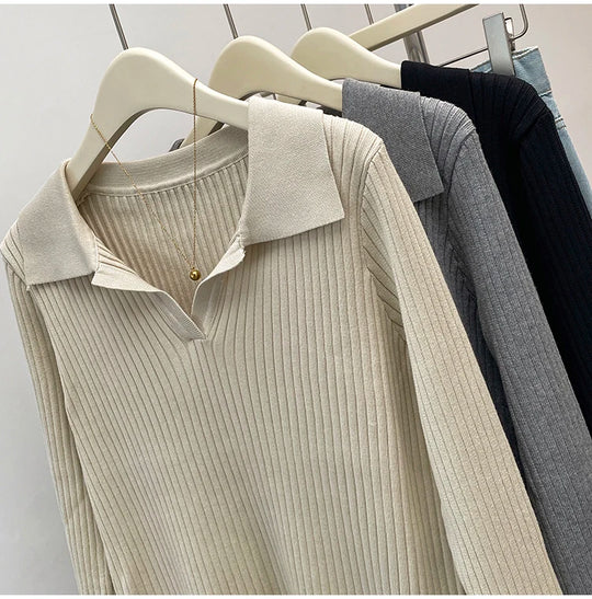 Plus Size Autumn V-Neck Pullover Sweater Tops Women Fashion Loose Pleated Korean Ladies Sweaters Casual Woman Sweater Tops