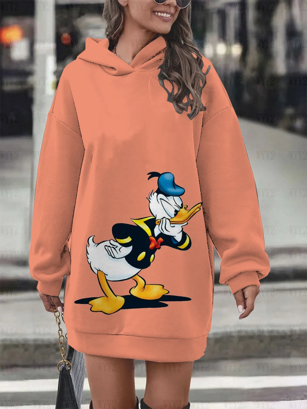 New Ladies Sweatshirt Clothing Hooded Sweatshirt Dress Fashion Disney Donald Duck Daisy Dress Printed Women Hoodie Clothing