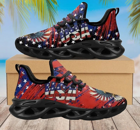 July 4th American Independence day Design Running Sneakers Unisex Comfort Mesh Shoes USA Eagle Print Cushion Walking Zapatillas