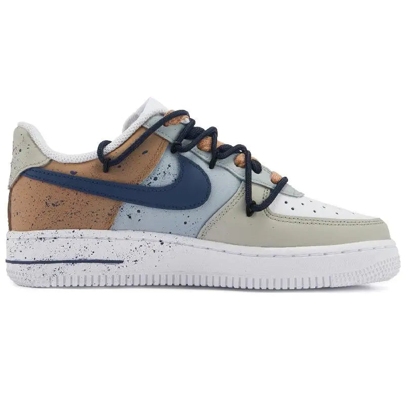 【Customize】Nike Air Force 1 Skateboarding Shoes Men Low-top Khaki/Blue Sneakers shoes CW2288-111