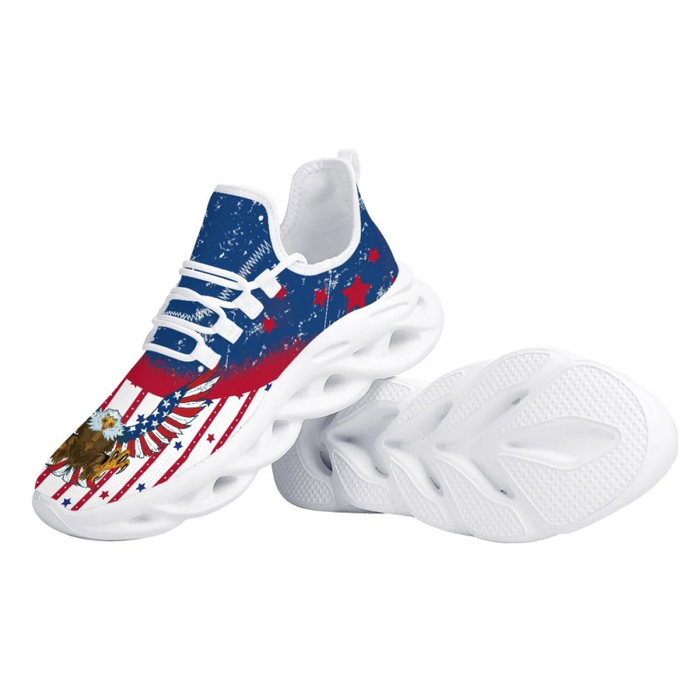 Belidome American Flag Patriotic Eagle Shoes Womens Athletic Running Mesh Breathable Casual Sneakers Lace Up Walking Footwear