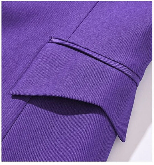 Autumn Winter Ladies Mid Long Blazer Women Single Button Black Purple Female Casual Jacket Coat Office Blazer Female Outerwear