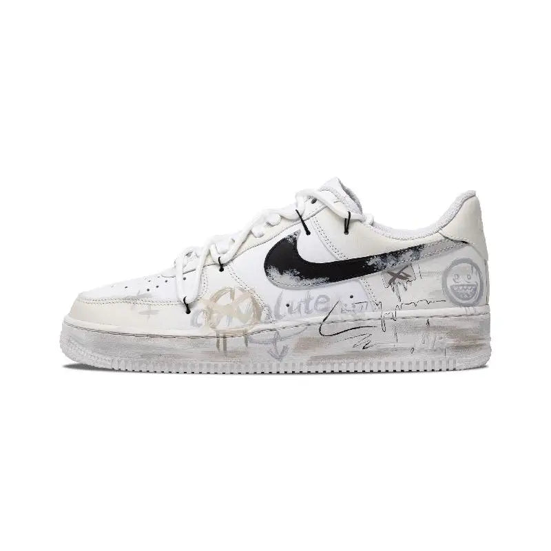 【Customize】Nike Air Force 1 Skateboarding Shoes Men Low-top Grey/white/yellow Sneakers shoes CW2288-111