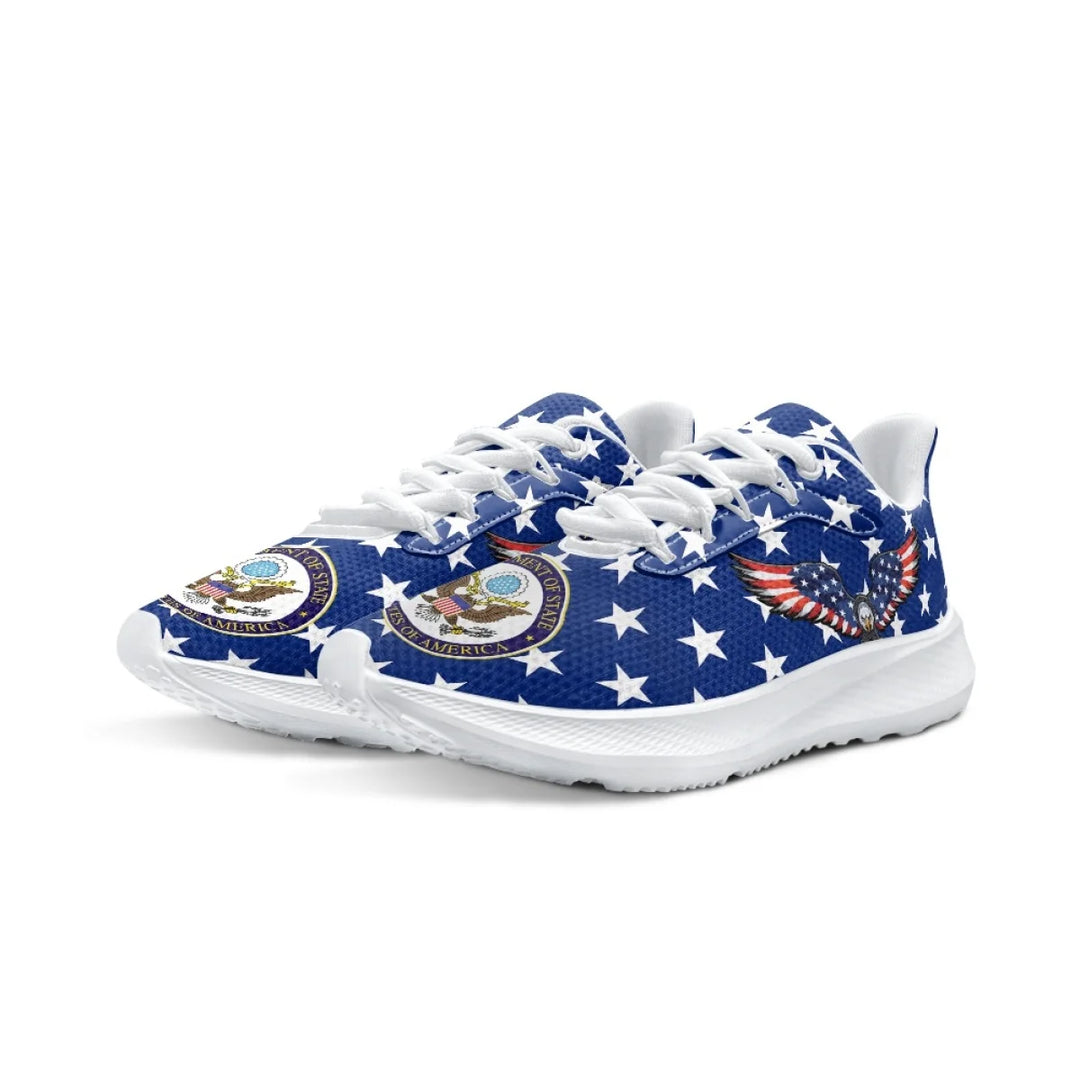 New Fashion American Flag Eagle Pattern Print Ladies Tennis Shoes Outdoor Travel Round Toe Sneakers Breathable Lace Up Footwear