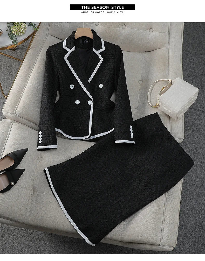 Luxury Women's Skirt Suits Celebrity Little Fragrance Suits Temperament Slim Skinny Occupational Suit Blazer Sets Fishtail Skirt