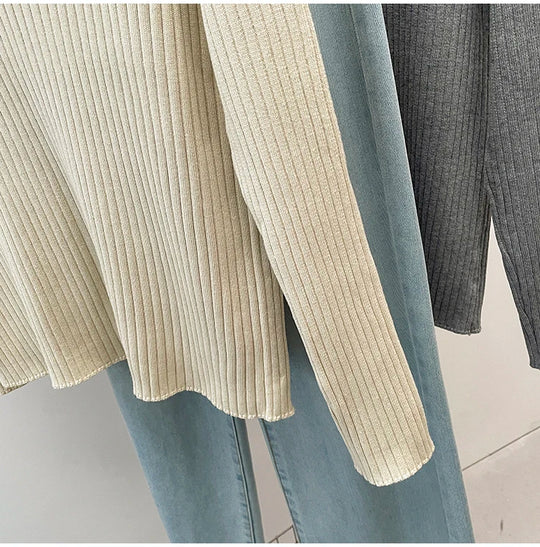 Plus Size Autumn V-Neck Pullover Sweater Tops Women Fashion Loose Pleated Korean Ladies Sweaters Casual Woman Sweater Tops