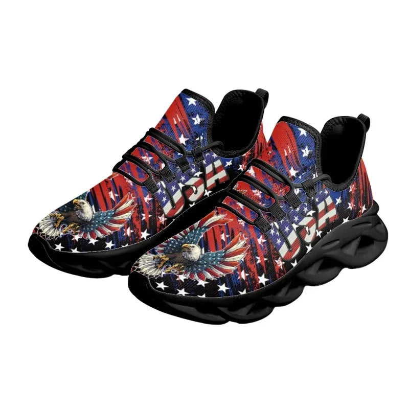 July 4th American Independence day Design Running Sneakers Unisex Comfort Mesh Shoes USA Eagle Print Cushion Walking Zapatillas