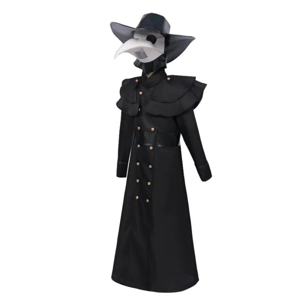 Plague Doctor Costume Crow Long Mouth Bird Halloween Adult Medieval Steam Punk European American Man Costume Clothing Set