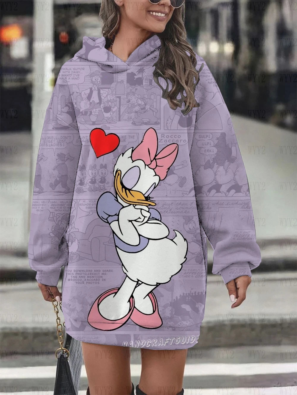 New Ladies Sweatshirt Clothing Hooded Sweatshirt Dress Fashion Disney Donald Duck Daisy Dress Printed Women Hoodie Clothing