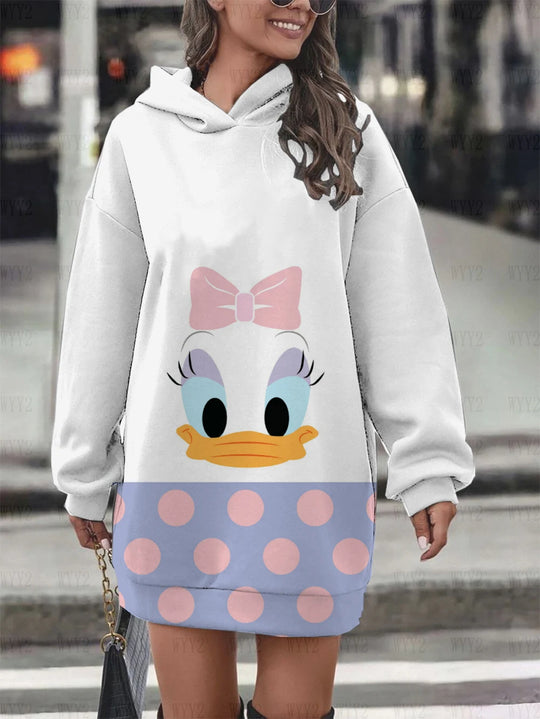 New Ladies Sweatshirt Clothing Hooded Sweatshirt Dress Fashion Disney Donald Duck Daisy Dress Printed Women Hoodie Clothing