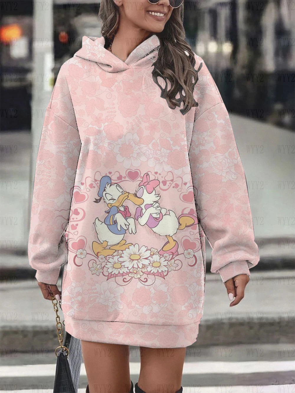 New Ladies Sweatshirt Clothing Hooded Sweatshirt Dress Fashion Disney Donald Duck Daisy Dress Printed Women Hoodie Clothing